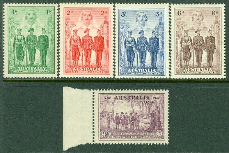 EDW1949SELL : AUSTRALIA Scott #165, 184-87 Very Fine, Mint NH. Catalog $83.50.