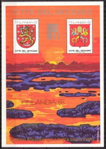 Vatican 1988 Exhibition Finlandia ' 88 Coats of Arms Special S/S MNH