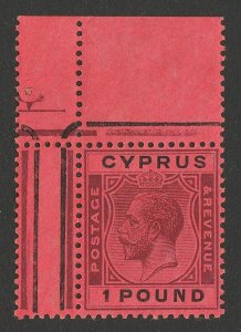 CYPRUS 1924 KGV £1 purple & black/red. MNH **.