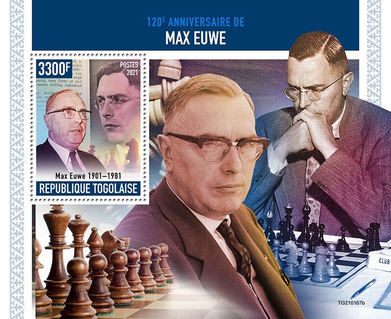 TOGO - 2021 - Max Euwe - Perf Souv Sheet - Mint Never Hinged