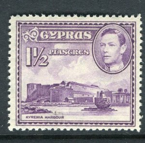 CYPRUS; 1938 early GVI Pictorial issue fine Mint hinged Shade of 1.5Pi. value