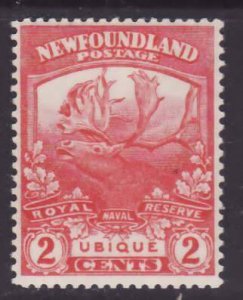 Newfoundland-Sc#116- id20-unused og NH 2c scarlet Ubique-Caribou-1919-