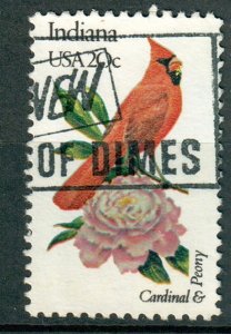 1966 Indiana Birds and Flowers used single - perf 10.5 x 11