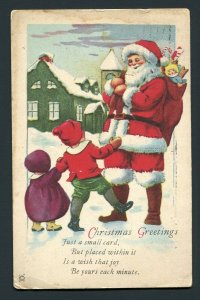 1922 Santa Claus Christmas Postcard - Indianapolis, Indiana to Local Address