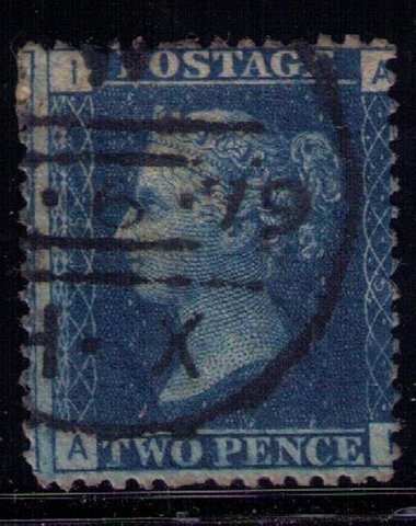 GREAT BRITAIN SCOTT #30 USED PL15  TWO PENNY BLUE F-VF