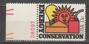 #1723, Single W/PL#38097. Energy Conservation MNH (.13 cent)