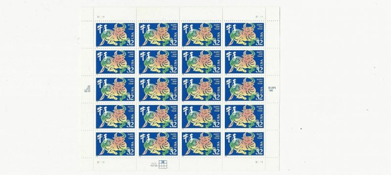 US Stamps/Postage/Sheets Sc #3120 Chinese New Year-ox MNH F-VF OG FV $6.40