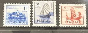 Macao 1951 SC  361-363 MNH/Mint Set 362 MLH