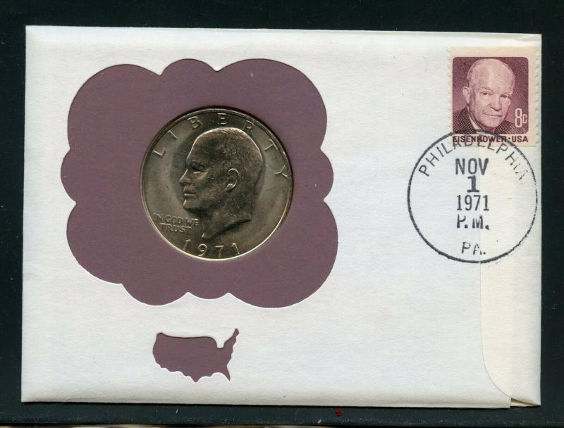 UNITED STATES 1971 COMBO FIRST DAY OF ISSUE EISENHOWER DOLLAR 2  COVERS AS SHOWN