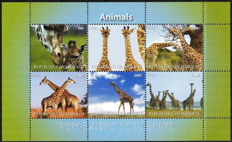 Djibouti 2011 Animals Giraffes (2) MNH Cinderella !