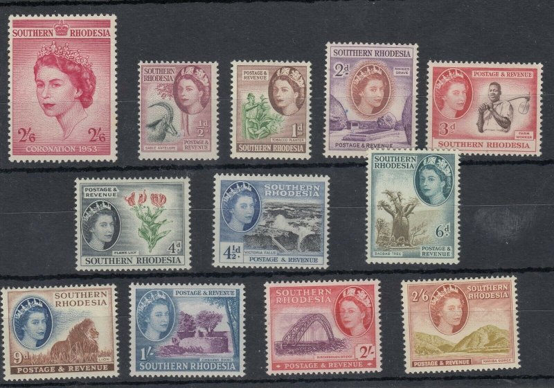 Southern Rhodesia QEII 1953 Set To 2/ 6d SG77/89 MNH/MLH J9635