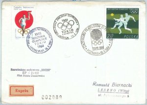 72976 - POLAND - Postal History -  1st Flight Cover: OLYMPIC GAMES Football 1964