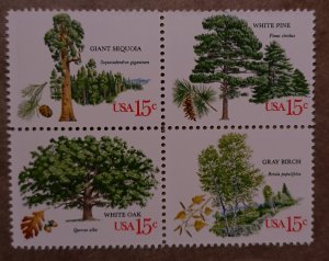 United States #1767a 15c American Trees MNH block of 4 (1978)