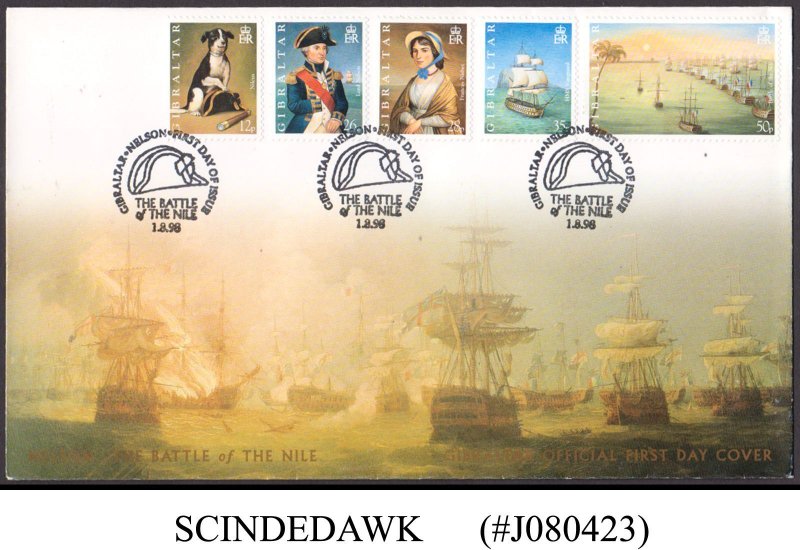 GIBRALTAR - 1998 THE BATTLE OF THE NILE - 5V - FDC