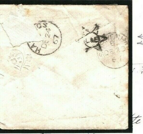 GB Cover *LONDON & EXETER RPO*Fine Strike TPO Oxon Shrivenham Hastings 1867 E180