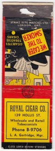 CANADA REVENUE 1/5¢ EXCISE TAX MATCHBOOK ROYAL CIGAR CO.