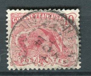 FRENCH GUYANE; 1904-07 early Ant Eater issue used 10c. value Fair Postmark