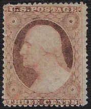 U.S. #26 Unused - disturbed OG; 3c Washington - Dull red Type III (1857)