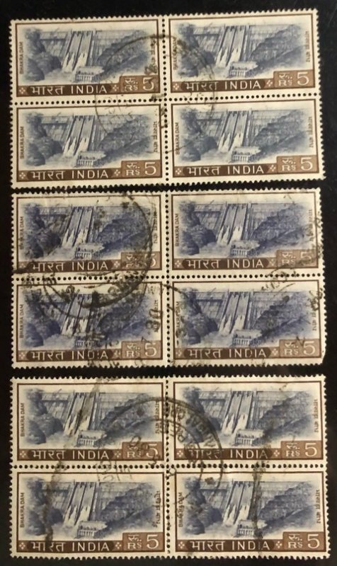 India Scott#421 Avg to VF 12 stamps in blocks Used Cat. $6.00