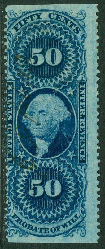 USA : 1862-71. Scott #R62b Part perforation, Used. Catalog $250.00.