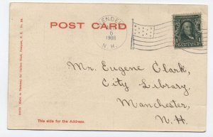 1908 Wendell NH handstamp flag cancel on #300 postcard to Manchester [6697]