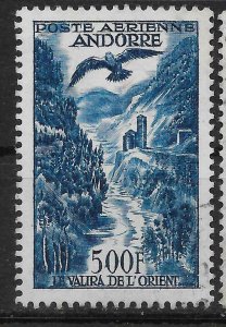 ANDORRA (FRENCH) SGF165 1957 500f DEEP BLUE USED
