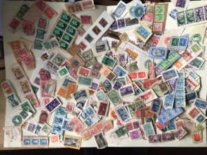 World stamps on paper very old mixed & messy A9773