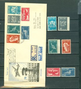 ISRAEL 1950 AIR #C1-C6 SET MNH(#C1 GUM DIST. SPOT ) + SET on REGISTERED FDC