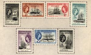 FALKLAND DEPENDENCIES  Scott 1L27-1L33 Hi Values MINT Lightly Hinged $226.00