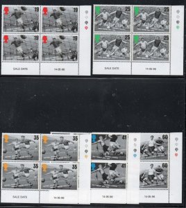 Great Britain Sc 1663-67 1996 Soccer Championships corner block of 4 mint NH