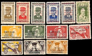 Vietnam 1946, Overprints 13v, Unused (hinged)
