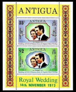 ANTIGUA SC#324a Wedding Princess Anne Honeymoon Visit O/P S/S (1973) MNH