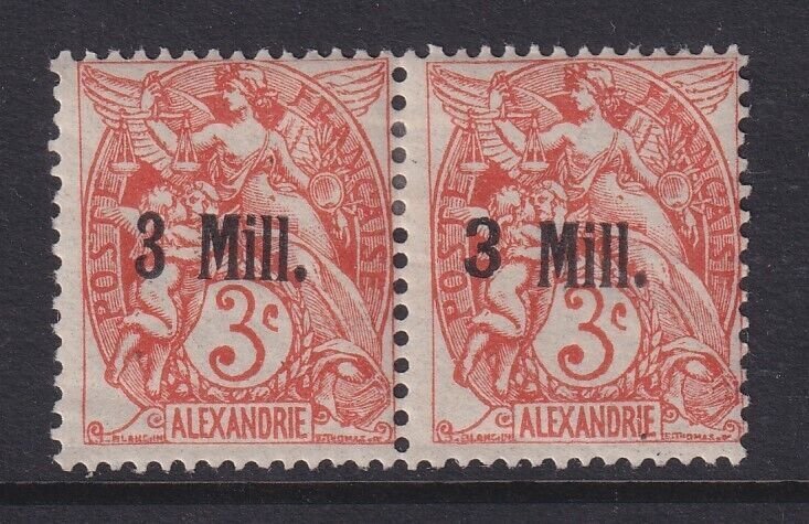 Alexandria (French Offices), Scott 32-32a (Yvert 36aa), MHR pair, signed Roumet