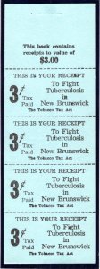 van Dam NBT3a, NB Tobacco Tax, 3c, W/M'd pane of 4, NGAI, New Brunswick, Canada