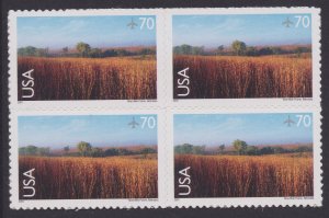 US C136 Airmail Nine-Mile Prairie 70c block (4 stamps) MNH 2001