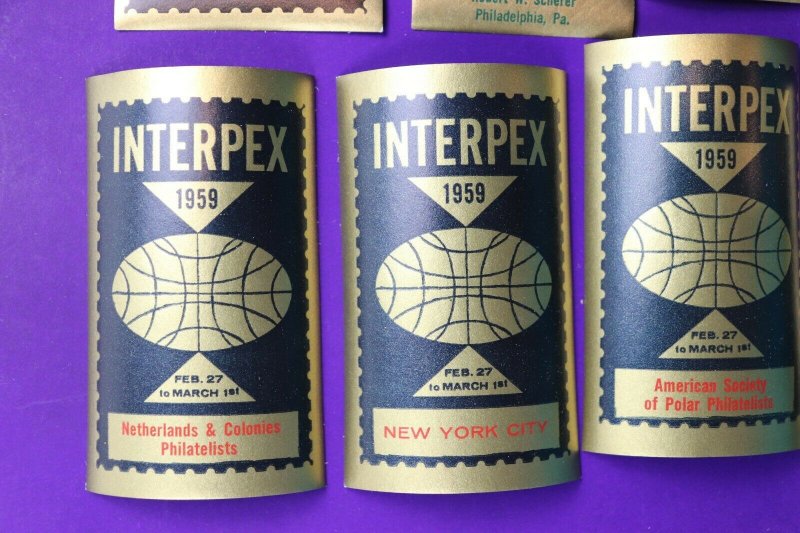 INTERPEX 1960 NYC NY Philatelic Souvenir Label ad set dealer society club FDC