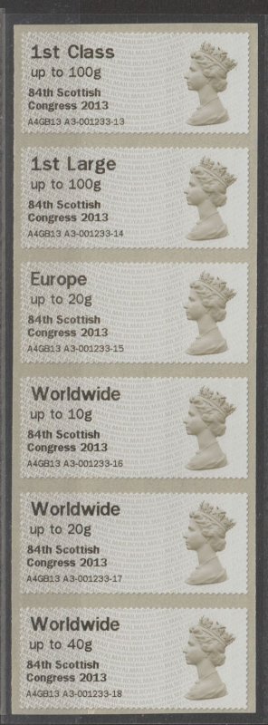 Great Britain Post & Go FS1-5 Type III 2013 QE2 VF MNH 84th Scottish Congress