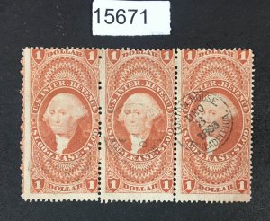 MOMEN: US STAMPS # R70c STRIP OF 3 USED LOT #15671