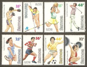 SAMOA Sc# 592 - 599 MNH FVF Set of 8 Sports Athletes South Pacific Games 1983