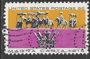 USA 1265: 5c Procession of Barons and King John's Crown, perfin, used, VF