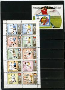 SHARJAH 1972 SOCCER WORLD CUP MUNICH SHEET OF 10 STAMPS & S/S MNH