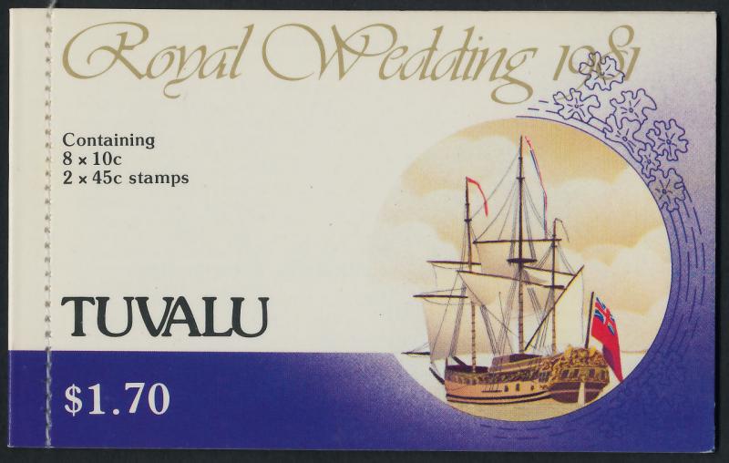 Tuvalu 157a,160a Booklet SB4 MNH Prince Charles, Princess Diana Wedding, Ships