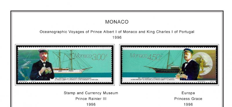 COLOR PRINTED MONACO 1885-2010 STAMP ALBUM PAGES (346 illustrated pages)