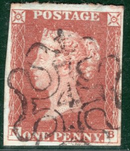 GB QV 1841 PENNY RED SG.8 1d (NB) NUMBER *4* MALTESE CROSS MX Cat £500+ PRED35