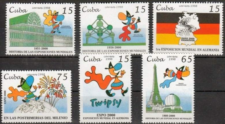 CUBA Sc# 3938-3943   WORLD EXPO 2000  Cpl set of 6  1998  MNH mint