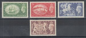 Great Britain Sc 286-289 MLH. 1951 KGVI Pictorials, complete set, VF