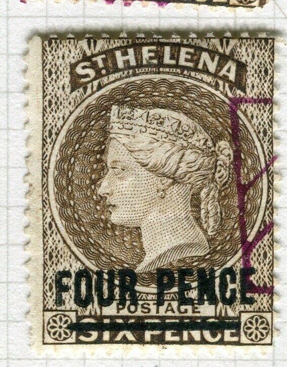 ST. HELENA; 1884-94 early classic QV issue fine used FOUR PENCE