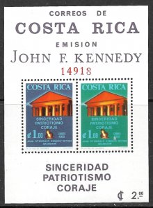 COSTA RICA 1965 JOHN F KENNEDY Perf. Souvenir Sheet Sc C420a MNH