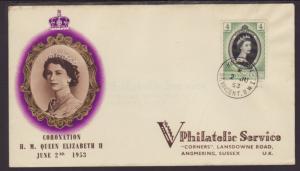 Saint Vincent 185 QEII Coronation 1953 Typed FDC