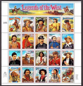 US 2869 29c Legends of the West Mint Stamp Sheet OG NH